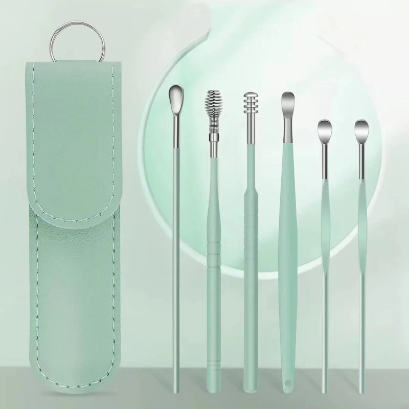 Voitead 12 Pcs Stainless Steel Ear Pick Kit with Leather