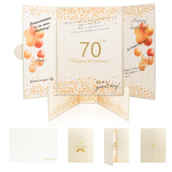 Saburrnity 70th Birthday Signature Book, Champagne and Gold Party Decorations