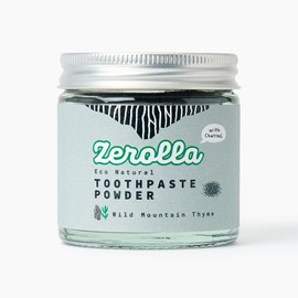 Zerolla Eco Natural Whitening Toothpaste Powder 60ml | Wild Mountain Thyme | with Activated Charcoal | Fluoride-free & SLS-free
