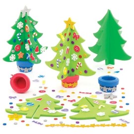Baker Ross AR802 Tree Christmas Foam Craft Kit for Kids, Pack of 4