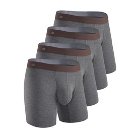 DAVID ARCHY Mens Boxer Briefs Rayon Made From Bamboo Breathable Soft Underwear Support Pouch Underwear for Men 4 Pack（L，Dark Gray）