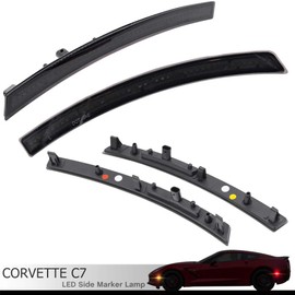 NJSBYL Smoked Lens Corvette C7 LED Front Rear Side Marker Lamps for 2014 2015 2016 2017 2018 2019 Chevy Corvette Grand Sport Stingray Z06 ZR1 Red Amber LED Turn Singal Light Kits Sidemarker Lamps