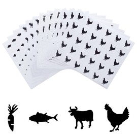 OLYCRAFT 2400pcs 4 Styles Black Meal Stickers 0.4 inch Food Choice Sticker Kitchen Stickers Carrot/Chicken/Cow/Fish Wedding Meal Indicator Stickers Meal Stickers for Place Card Wedding Party Supplies