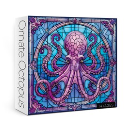Stained Glass Octopus Puzzles for Adults 1000 Pieces, Ocean Animal Jigsaw Puzzle, Colorful Art Puzzle