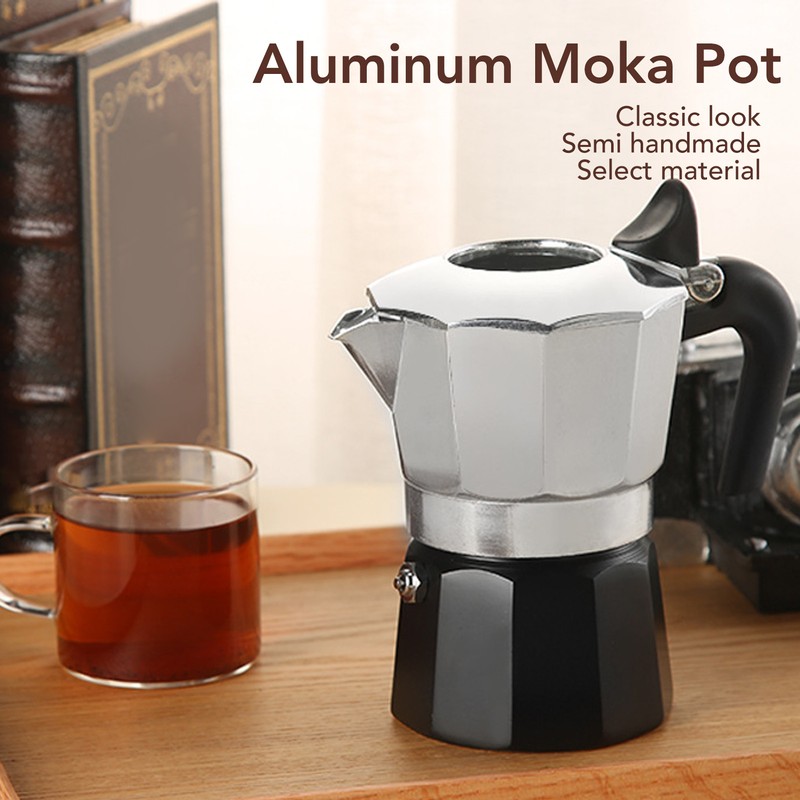 Moka Pot with Double Valve 150ML octagonal Aluminum Moka Stovetop