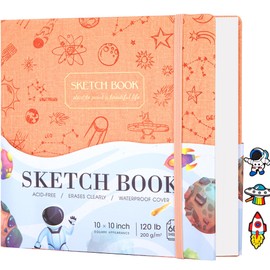 Watercolor Sketch Book for Kids 120LB/200GSM 10"X 10" Cute Sketchbook for Drawing Hardcover Large Sketch Pad for Kids,Students