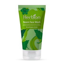 Herbion Naturals Purifying Neem Face Wash with Moringa Extracts and Oil-Free for Acne and Pimple-Free Skin (100 ml)