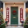Merry Christmas Door Banner Set, Buffalo Plaid Red Black Porch