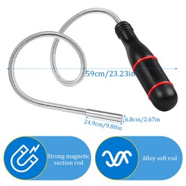 60 cm Magnetic Pickup Magnetic Rod Grab with 500 mm Flexible Gooseneck, Portable Magnetic Rod Grabber for Picking Up Small Parts, Metal Items