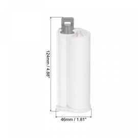 uxcell 2Pcs Epoxy Gun Adhesive Cartridge, 122mm Plastic Resin Mixer Dual Glue Cartridge with Gray Piston for 50ml/1.7oz 10:1 AB Glue Adhesive Gun