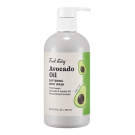 FOOD STORY Avocado Oil Softening Body Wash, Avocado & Jojoba Oil, Plant-based, Moisturing Formula, For Dry Skin, No SLS, No Sulfate, Instant Hydration, 100% Made In Korea, White