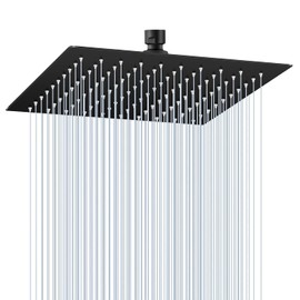 Cabezal de ducha de lluvia negro mate de 10 pulgadas, acero inoxidable 304, diseño ultrafino, moderno y cuadrado de baño con cobertura completa