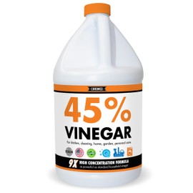 Chromex 45% Ultra Concentrated Vinegar - Dilutes to 9 Gallons - 9x Strength Multi-Purpose Cleaning, Deodorizing, Laundry, Gardening, Descaling, and Drain Cleaning Solution - 1 Gallon