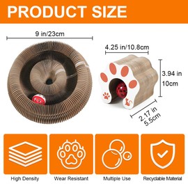 Foldable Cat Scratcher Board with Built-in Ball, Wear-Resistant Recyclable Cardboard Cat Toy, Protect Furniture & Relieve Anxiety