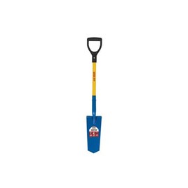Kenyon 49669 Drain Spade Shovel, 14 Gauge Sharpshooter, 14" / Forward Turned Step with Closed Back, PermaGrip™ with Fiberglass Insert & Hardwood Plug, 28" Professional Grade Fiberglass, Poly D Grip