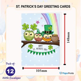 Papa Prints St Patricks Day cards Pack of 12 Greeting Cards Multipack (A6) St Patricks Day Cards with Envelopes for Friends and Family