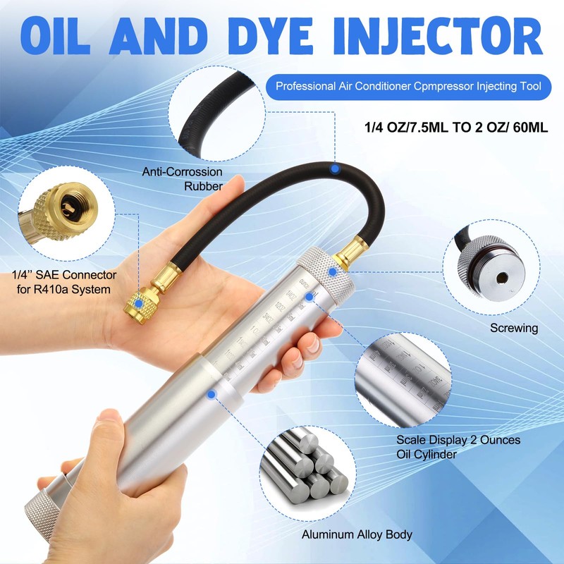 A/c Leak Detector Kit, UV Oil Dye Injector Kit with