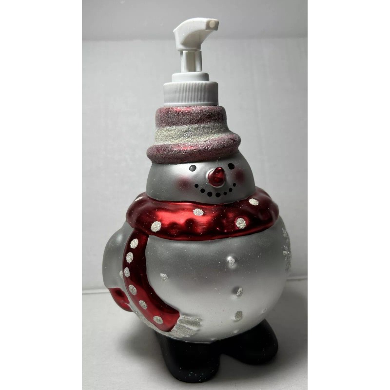 Anna's linens New Christmas Holiday Soap/Lotion dispense Snowman silver with