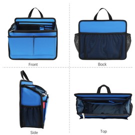 Rugged Organizer Insert for Briefcase Tote Shoulder Messenger Bag - 19 Pockets,Durable Padded Nylon,Handle (Small,Blue)
