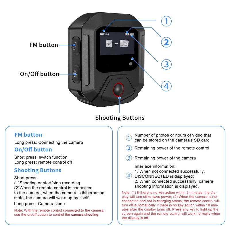 Bluetooth GPS Remote Control for Insta360 X5/X4/X3/Ace Pro 2/Ace Pro/GO3S/GO3