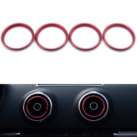 VIGORFLYRUN PARTS LTD 4pcs Car Auto AC Air Condition Vent Outlet Decorated Ring Cover Trim, Rear Air Outlet Cover Decals Interior Inside Front Decorations for A3 S3 2013-2016 / Q2 2017 - Red