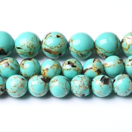 45PCS 8MM Shell Turquoise Beads with Mother-of-Pearl Round Loose Natural Gem Beads for Jewelry Making 15