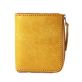 Days Art lw235 L-Shaped Zipper Mini Wallet, Men's, Women's, Genuine Leather, Italian Leather, IL PONTE, Mayan Leather, Cashless Mini Wallet, Saddle Leather, Coin Purse Included, yellow