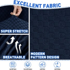 MAXIJIN 3 Piece Stretch Couch Covers for 2 Cushion Couch Soft Sofa Cover Washable with 2 Large Seat Pet Friendly Loveseat Slipcover Stay in Place, 71"-91"(2 Cushions), (Navy Blue)
