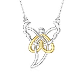 SIMONLY Celtic Knot Angel Pendant Necklace 925 Sterling Silver Celtic Jewelry Graduation Gifts for Her