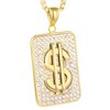 LuxGoth Stainless Steel Dollar Sign Necklace,Rhinestone Fake Gold Money Square
