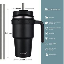 ALOUFEA 20 oz Insulated Coffee Mug Tumbler with Handle Stainless Steel Travel Mug Tu