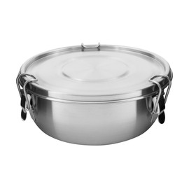 Tatonka Food Bowl 0.5 L - Stainless Steel Food Container/Bowl - With Lid, Clip Fasteners and 500 ml Volume