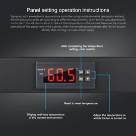 Rack Mount Fan 1U Network 19”Racks with Digital Display Screen Suitable for Home Theaters Office Computer Rooms AV Cooling Rack