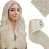LaaVoo Human Hair Clip in Extensions Platinum Blonde Clip in