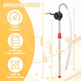 55 gallon drum pump,hand barrel pump 55 gallon,oil pump for 55 gallon drum, Heavy-Duty Hand Pump For 15 To 55 Gallon Drums, Ideal For Transferring Heating Oil, Motor Oil, And Transmission Fluid