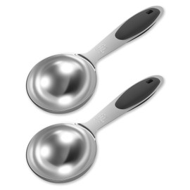 LEIFENY 2PCS 1 Tbsp(3tsp, 1/2oz, 15ml) Single Measuring Spoon with Black Silicone Grip, Stainless Steel Individual Measure Scoop Only