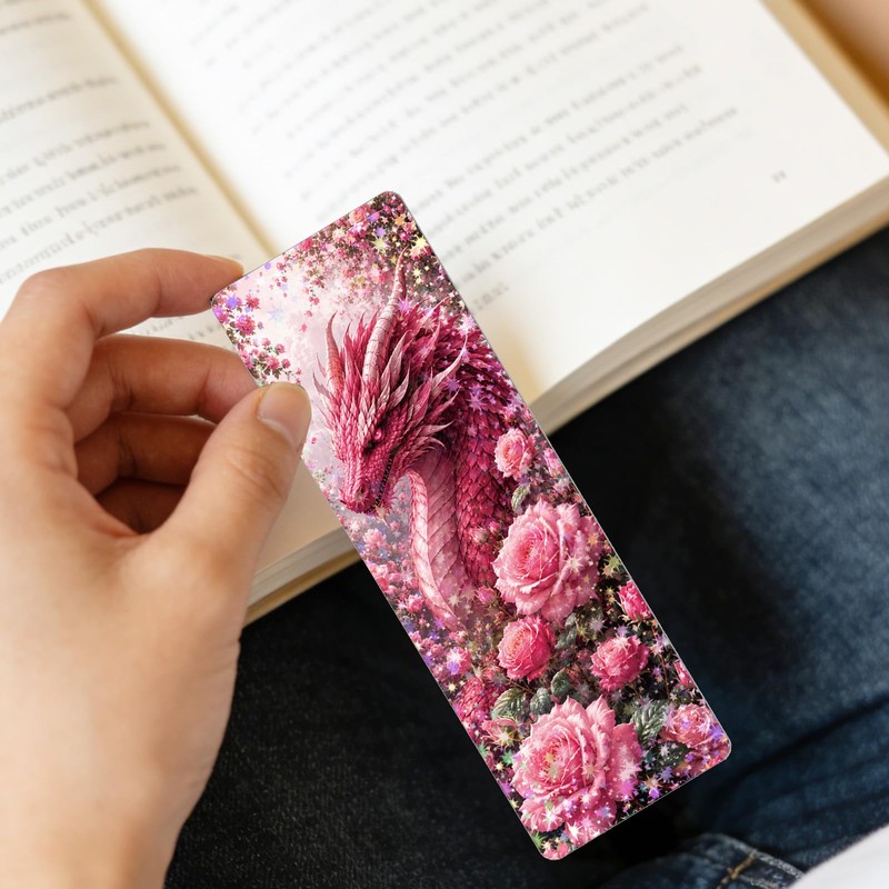 Zaamwoyy 48Pcs Floral Dragon Bookmarks, Fantasy Paper Bookmark Set with
