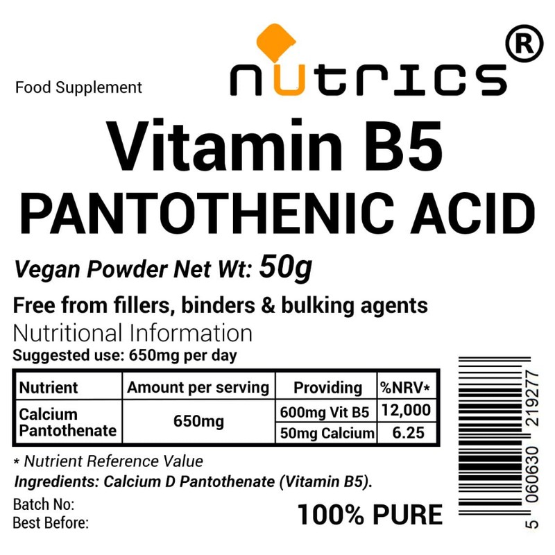 Nutrics® 50g Vitamin B5 PANTOTHENIC Acid Calcium D PANTOTHENATE Powder