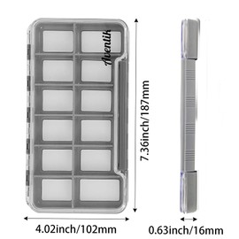 2PACK-Aventik Waterproof Slim Pocket Fly Box Fishing Hook Box Bait Storage Tackle Box (Large, 12 Magnetic Compartment)