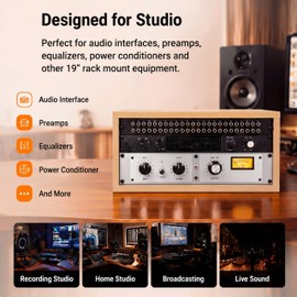 AceOrbit 4U Wooden Studio Rack for Pro Audio Gear 4u Audio Rack Case in Oak Finish Compact Efficient Desktop Storage Protect Equipment Studio Control Home Room Use (Wood)