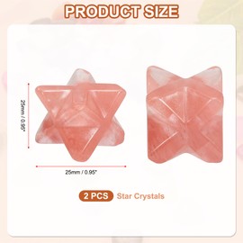 PATIKIL Star Crystals Stone, 2 Pcs Natural Crystal Polished Love Gemstone Rose Quartz Pocket Bulk Set Balancing Meditation Gifts for Mother Women Birthday, Watermelon Red
