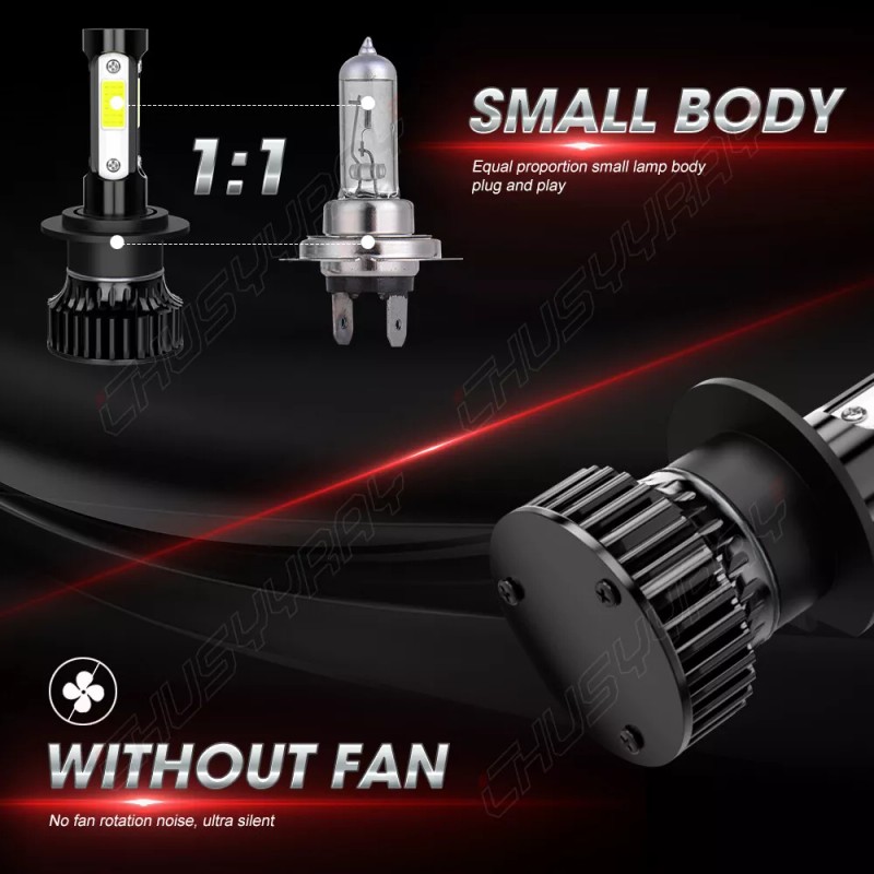 CHUSYYRAY Pair H7 LED Headlight Bulbs High or Low Beam