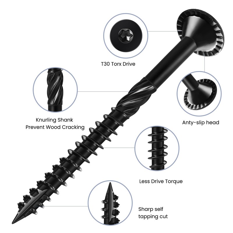 BNUOK Deck Screws #14 x 3-1/2 inch, (184pcs) 5lb Heavy