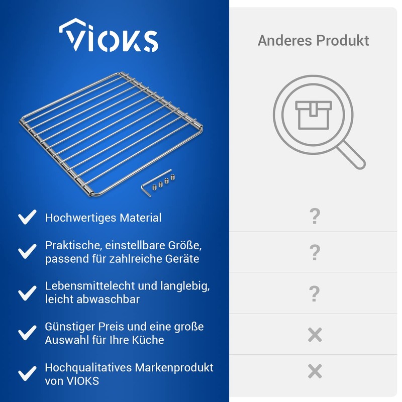 VIOKS Stainless Steel Cooking Grate 230-400 mm Hob Grill Grate
