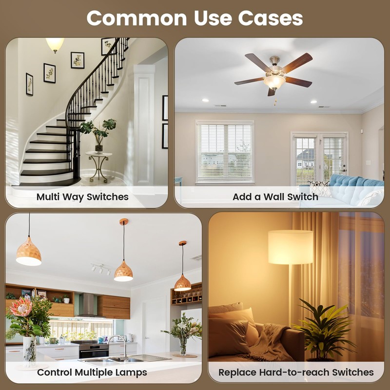 SURAIELEC 3 Way Wireless Light Switch and Receiver Kit, Decorator