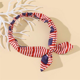 LDDCX 4th of July Headband American Flag Bowknot Hair Band American Flag Navy Blue Red White Stars Hair Tie.(DL6) (A)