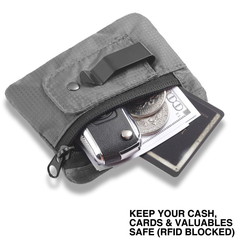 KOSMCCO RFID Blocking Clip Stash Pocket, Compact Hidden Travel Belt