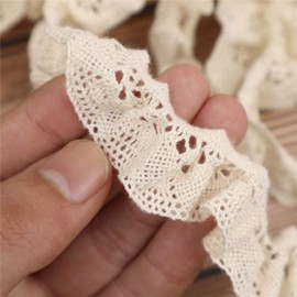 ZNZAKKA Elastic Lace Trim - Frilly Scallop Edge Crocheted Lace Trim for Socks, Craft, DIY (5Yards Beige)