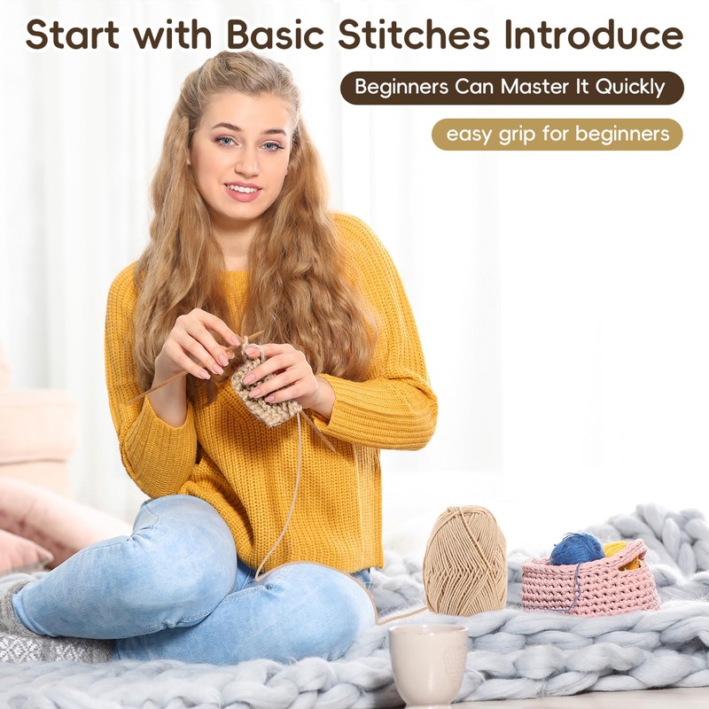 GliCraft Knitting Kits for Beginners Adults Hat Knit Kit with