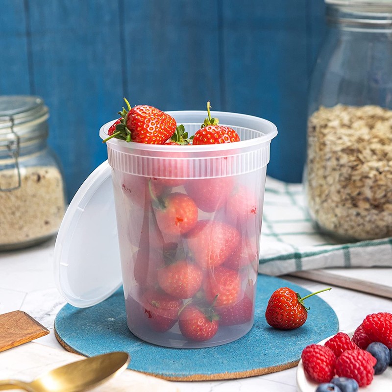 LATERN 24Pcs Plastic Containers with Lids, 950ml /32oz Reusable Food